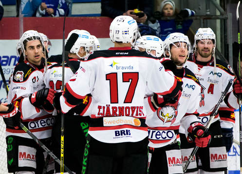 Malmö Redhawks spelare jublar