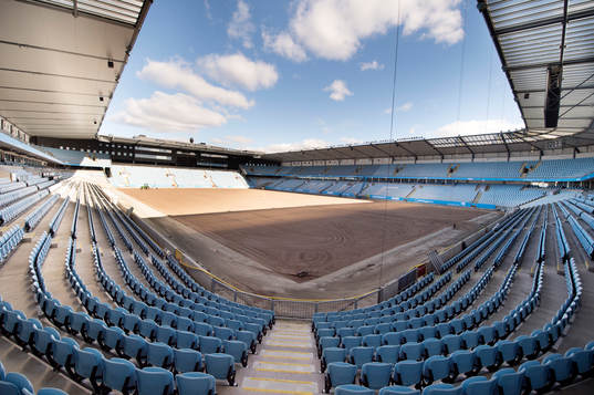 Översiktsbild över Swedbank Stadion utan gräsmatta