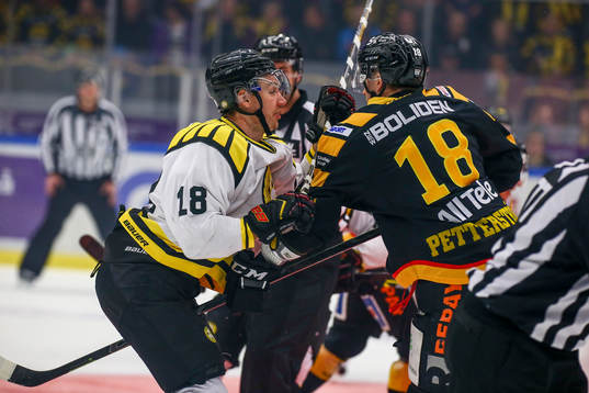 Brynäs Anton Rödin skriker på Skellefteås Pontus