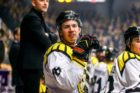 Brynäs Anton Rödin skriker på Skellefteås Pontus