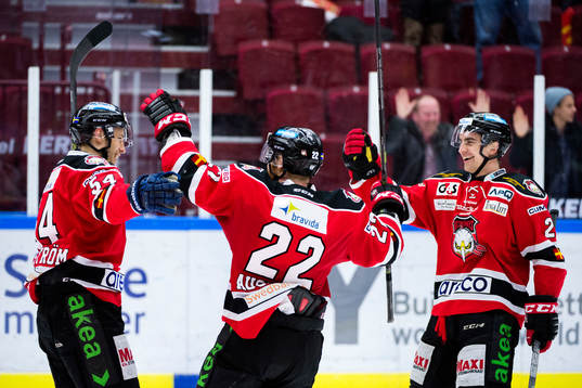 Malmö Redhawks Fabian Brunnström, Jeremias Augustin och