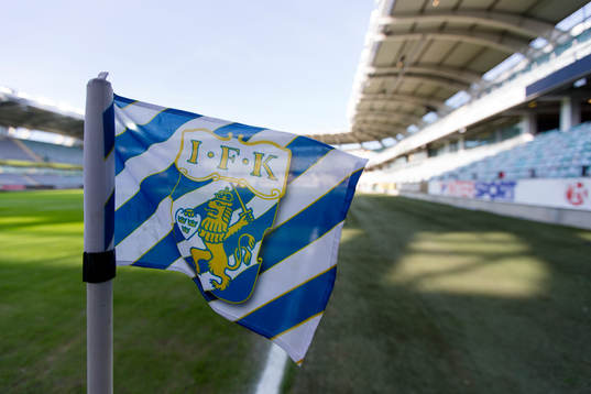 Hörnflagga inne på Gamla Ullevi innan fotbollsmatchen  i