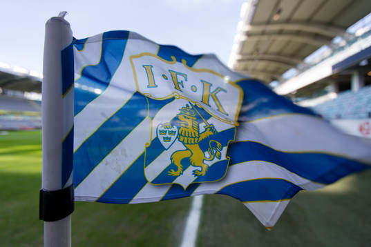 Hörnflagga inne på Gamla Ullevi innan fotbollsmatchen  i