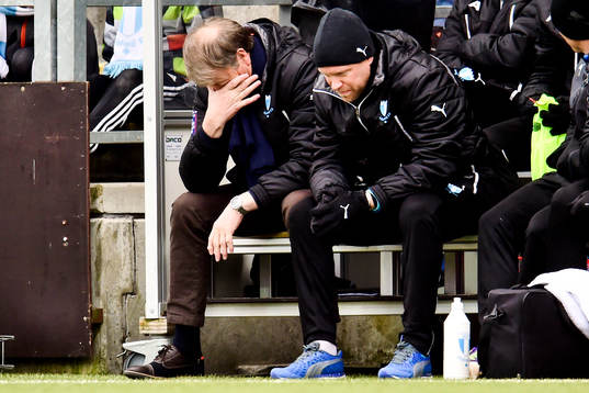 Malmö FFs tränare Åge Hareide och assisterande tränare