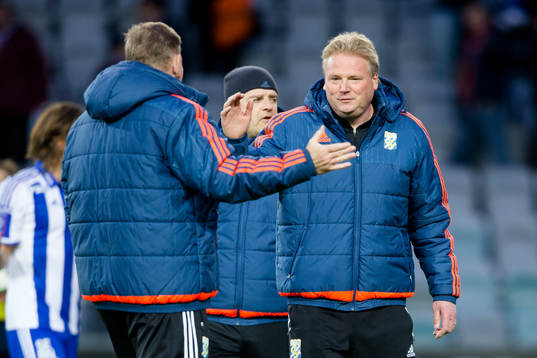 IFK Göteborgs tränare Jörgen Lennartsson glad