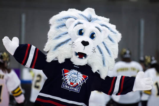 s maskot Sture innan ishockeyfinal 2 i Riksserien mellan