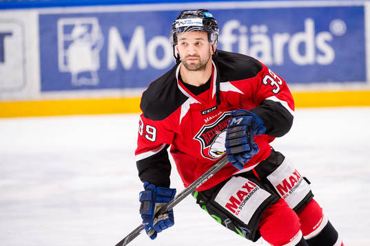 Malmö Redhawks Eric Himelfarb före ishockeymatchen i