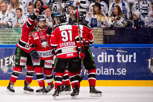 Malmö Redhawks spelare jublar