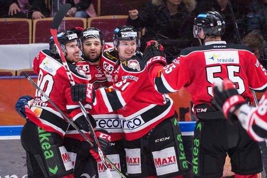 Malmö Redhawks Eric Himelfarb (andra från vänster)