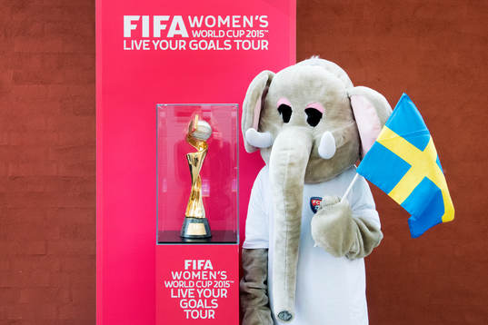 Besökare på finalen i Supercupen fotograferas med