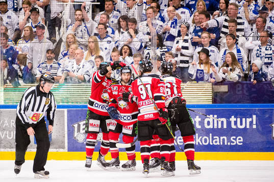 Malmö Redhawks Eric Himelfarb jublar