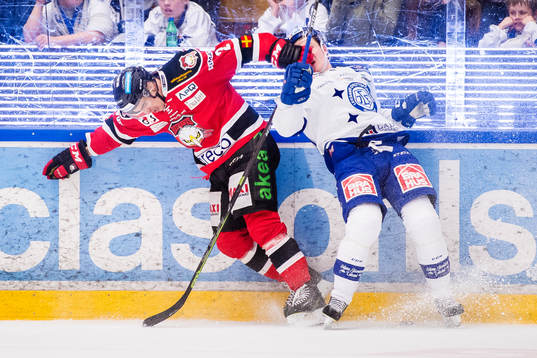 Malmö Redhawks Nils Andersson och Leksands Martin Grönberg