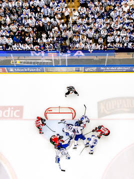 Rörig sekvens framför Leksands målvakt Oscar Alsenfelt