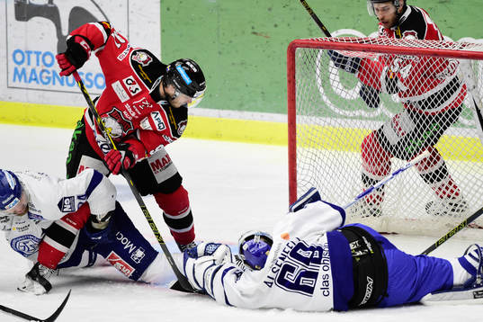 Malmö Redhawks Nicklas Jadeland och Leksands målvakt