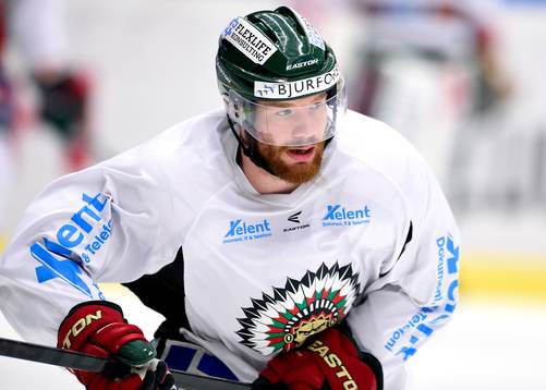 Frölundas Robin Figren på uppvärmningen
