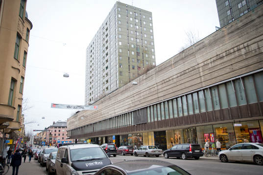 Banderoller centralt i Örebro på Drottninggatan med