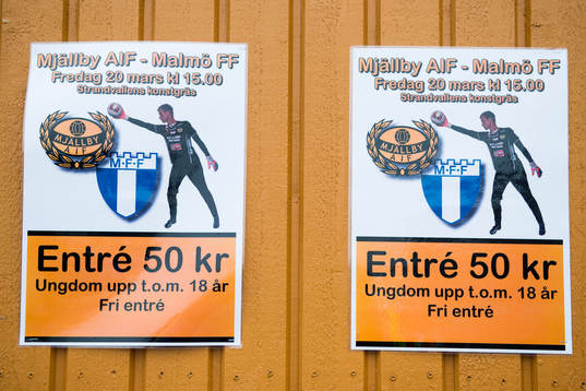 Inför en träningsmatch i fotboll mellan Mjällby och