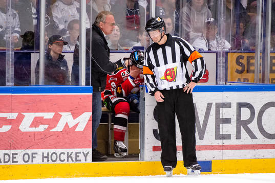 Malmö Redhawks Eric Himelfarb deppar i utvisningsbåset