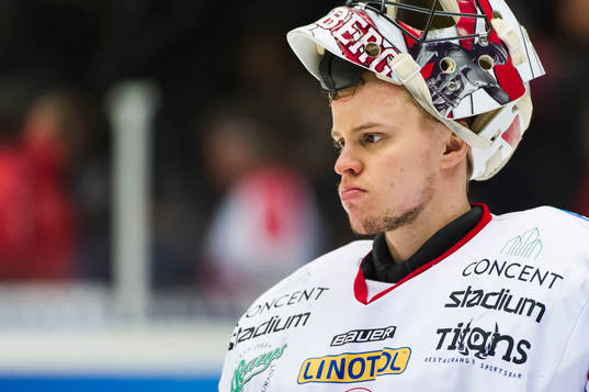 Vita Hästens målvakt Henrik Lundberg deppar