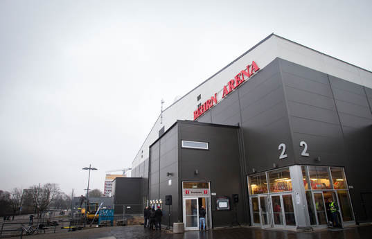 Mulet väder utanför Behrn Arena