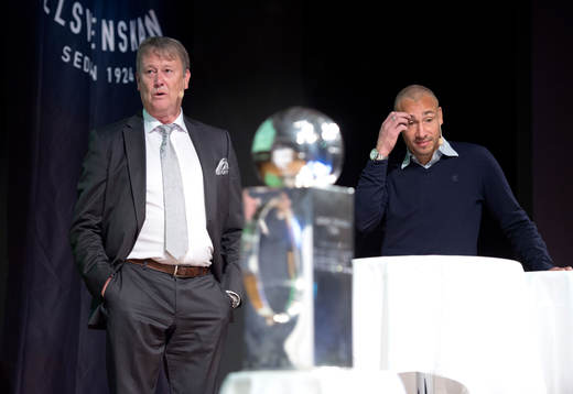 Åge Hareide, tränare Malmö och Henrik Larsson, tränare