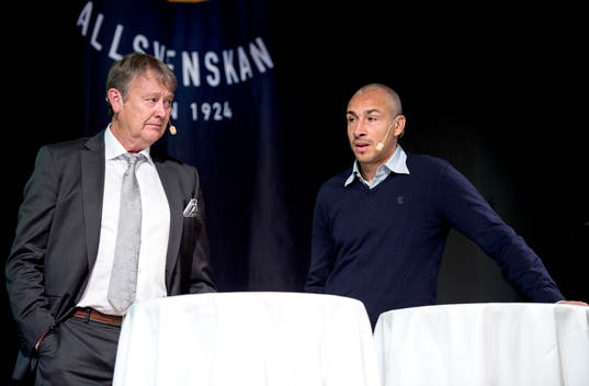 Åge Hareide, tränare Malmö och Henrik Larsson, tränare
