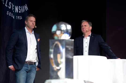 Hans Eklund, tränare Falkenberg och Jan Jönsson, tränare