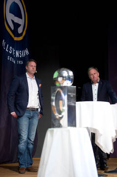 Hans Eklund, tränare Falkenberg och Jan Jönsson, tränare