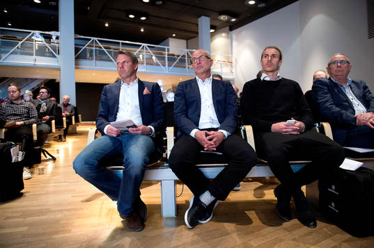 Hans Eklund, tränare Falkenberg och Tobias Carlsson