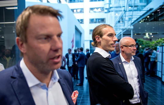 Hans Eklund, tränare Falkenberg och Tobias Carlsson