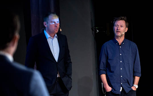 Peter Gerhardsson, tränare Häcken och Magnus Haglund,