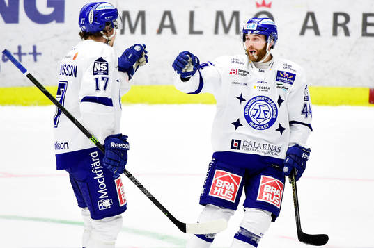 Leksands Simon Erlandsson och Mattias Guter jublar