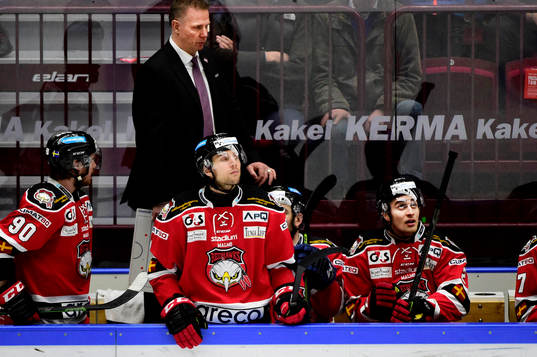 Malmö Redhawks tränare Mats Lusth, Frederik Storm och