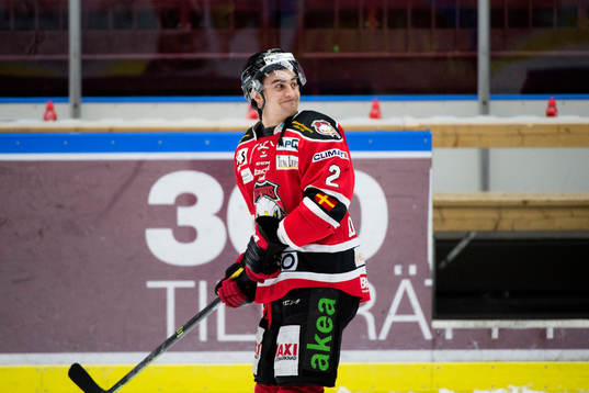 Malmö Redhawks Nils Andersson firar med fansen