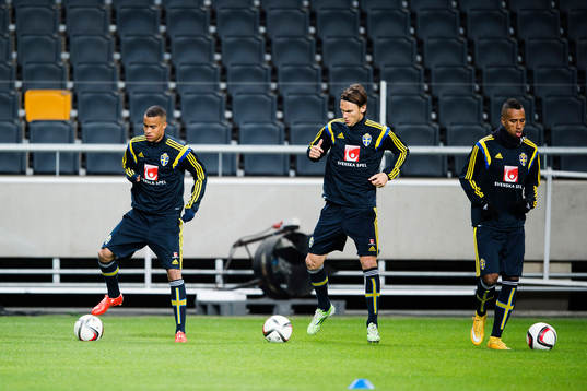 Sveriges Robin Quaison, Albin Ekdal och Isaac Kiese Thelin