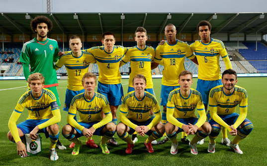 Sveriges startelva med (i övre raden) Sixten Mohlin, Mirza