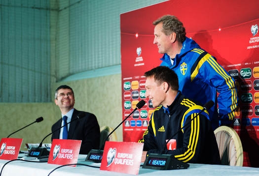 Kim Källström och förbundskapten Erik Hamrén
