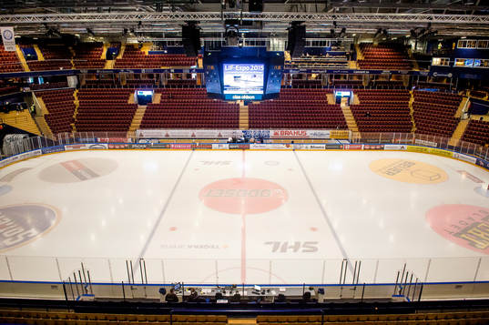 Interiör på Tegera Arena före ishockeymatchen i Kvalet