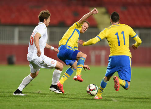 under U21-fotbollslandskampen mellan Sverige och Serbien