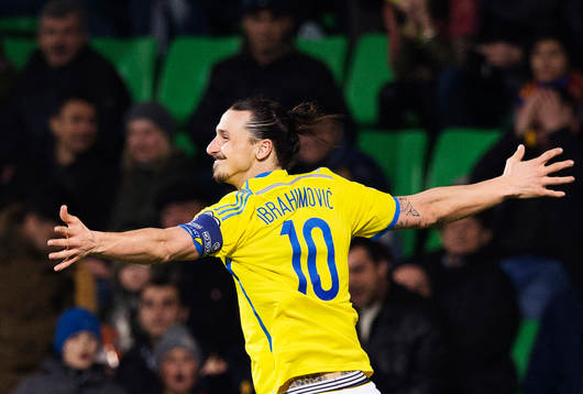 Sveriges Zlatan Ibrahimovic jublar