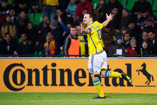 Sveriges Zlatan Ibrahimovic jublar