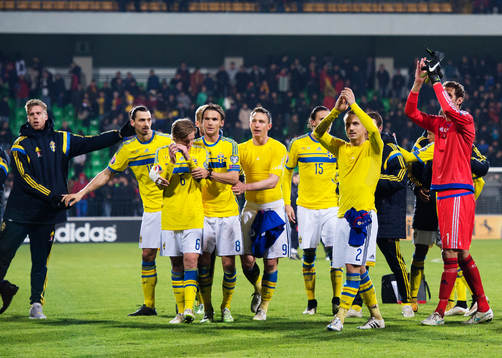 Spelare i Sveriges lag, bland annat Pontus Jansson, Zlatan