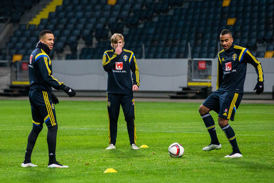 Sveriges Martin Olsson, Emil Forsberg och Isaac Kiese Thelin