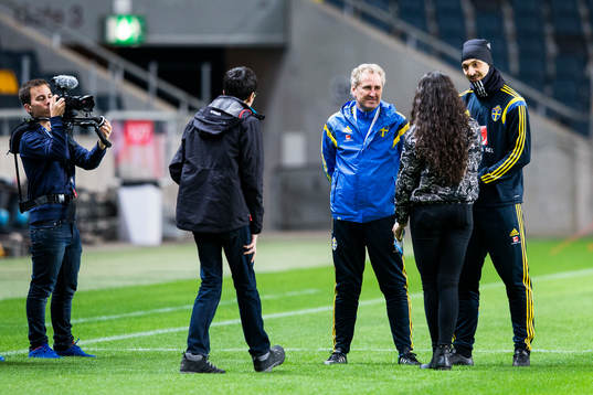 Sveriges förbundskapten Erik Hamrén och Zlatan Ibrahimovic