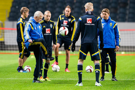 Sveriges landslagschef Lars Richt och players manager