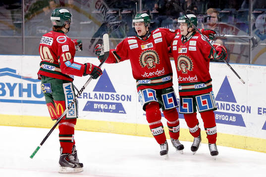 Frölundas Mattias Janmark, Max Görtz och Artturi Lehkonen