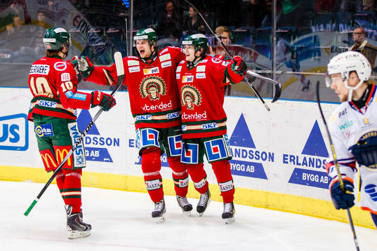 Frölundas Mattias Janmark, Max Görtz och Artturi Lehkonen