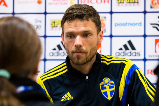 Sveriges Marcus Berg deltar i en pressträff