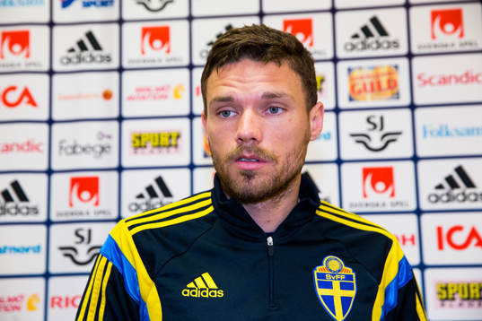 Sveriges Marcus Berg deltar i en pressträff
