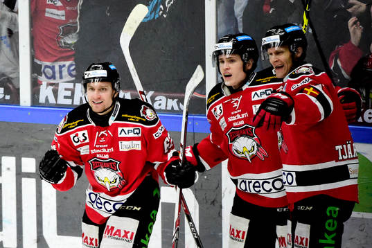Malmö Redhawks Jens Jakobs, Henrik Hetta och Mathias
